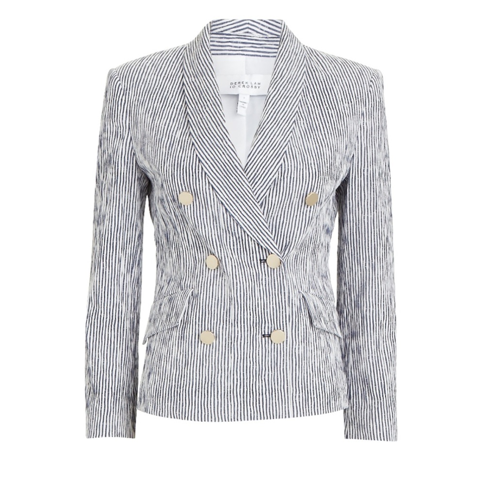 DEREK LAM 10 CROSBY Myla Striped Double-breasted Blazer